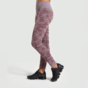 Gymshark Leggings Seamless Camo Deep Red and Pink Camo